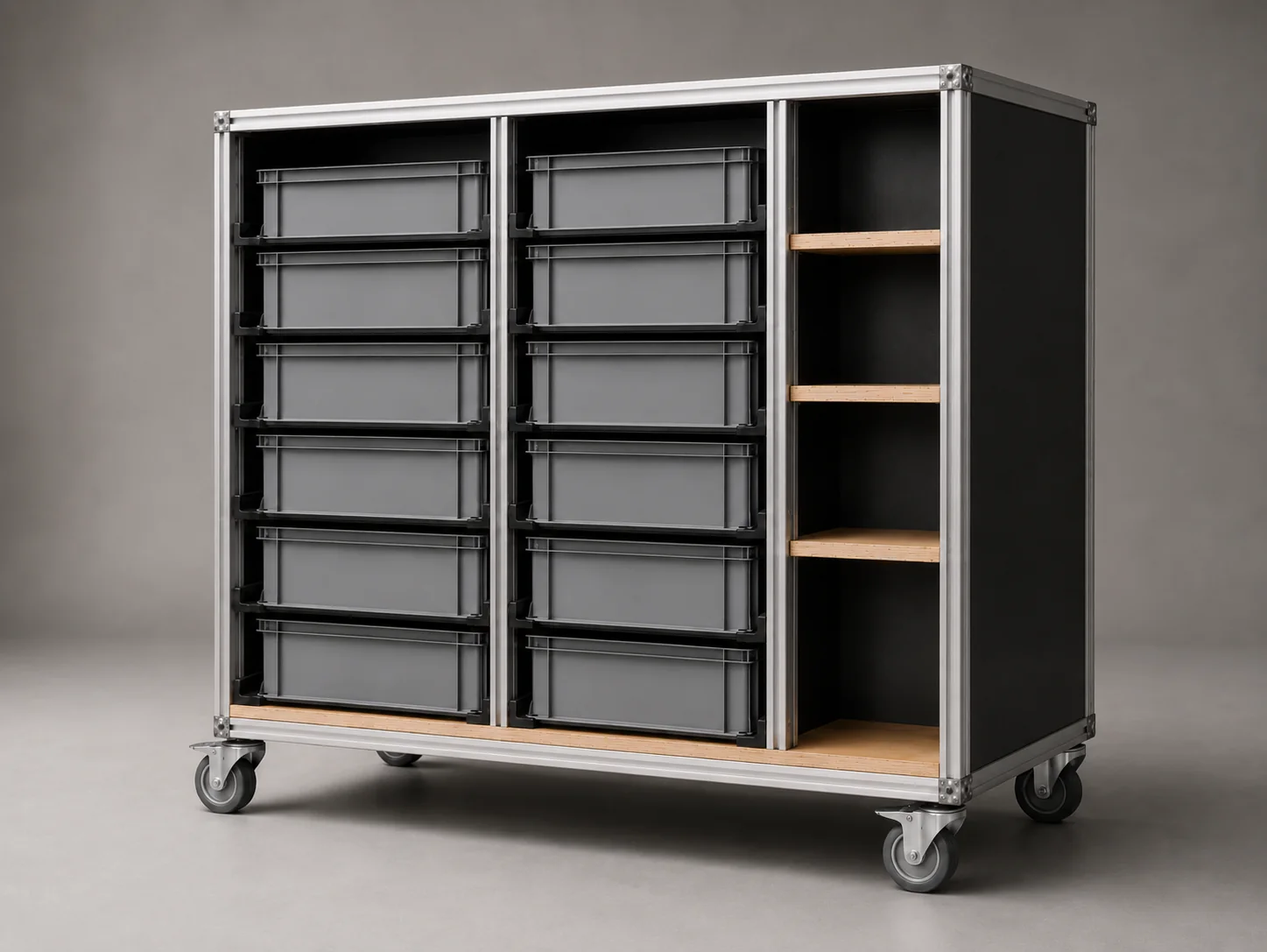 stak.strctre als doppelseitiger 120 × 80 cm Korpus in 3/4-Ansicht